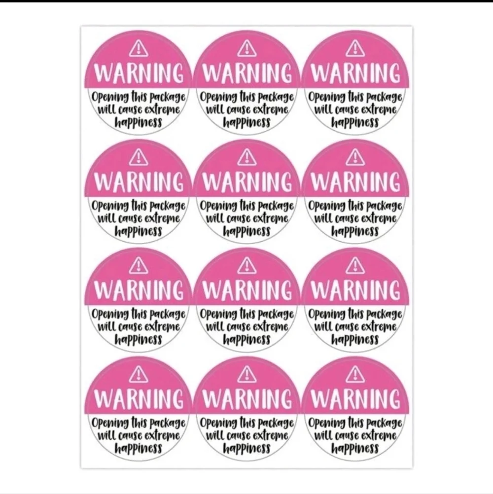 ✨️🩷 60 Black+ Pink Adorable Warning, Extreme Happiness Labels stickers pack✨️🩷